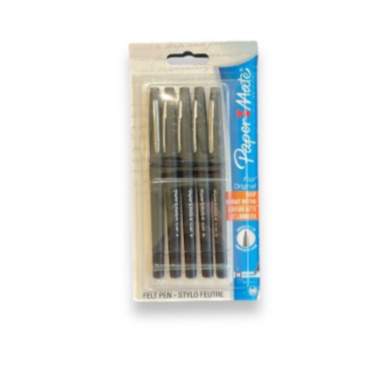 LOT DE 5 STYLOS FEUTRES NOIR