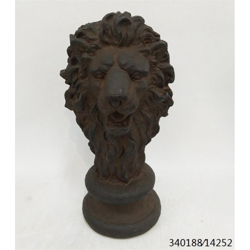 STATUE TETE LION 34X35X67CM