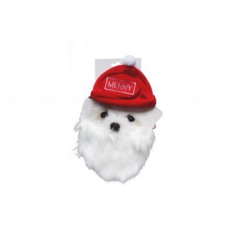 CHAPEAU/BARBE CHIEN BLC/ROUGE