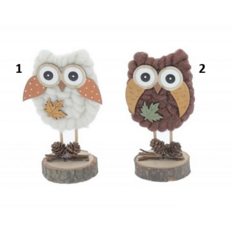 HIBOU EN BOIS ET LAINE