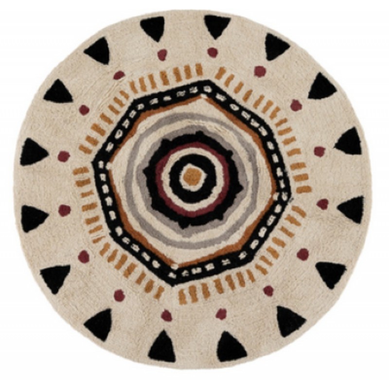 TAPIS ROND EN COTON TUFTE