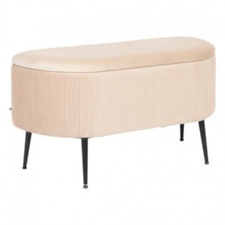 BANC COFFRE EN VELOURS BEIGE