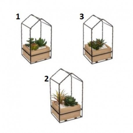 PLANTE MAISON AVEC LED, H.19CM