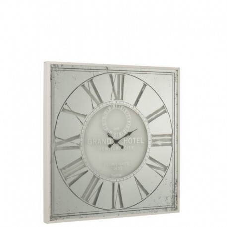 HORLOGE CARREE MIROIR METAL