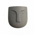 CACHE POT GRIS DECO "VISAGE"