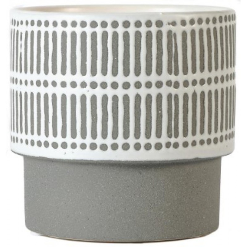 CACHE POT CERAMIQUE GRIS/BLANC