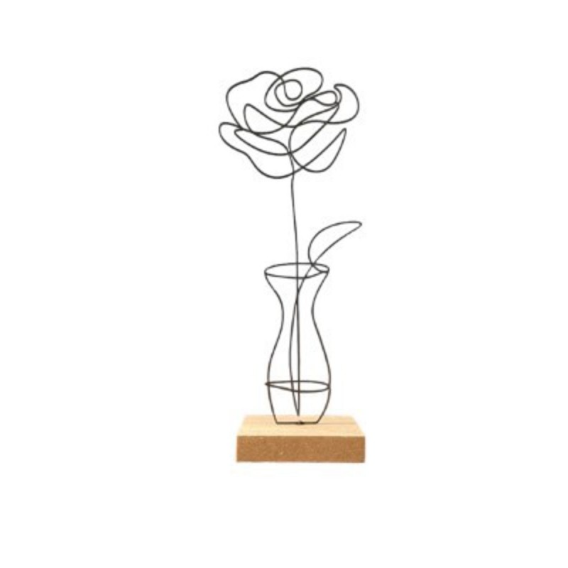 FLEUR EN METAL NOIR SUR SOCLE