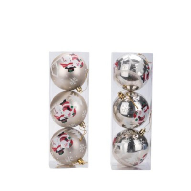 SET DE 3BOULES 8CM OR MOTIF