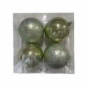 COFFRET 4 BOULES VERTES 10CM