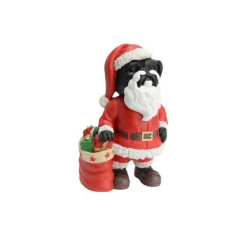 CHIEN PERE NOEL EN RESINE