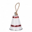 CLOCHE EN METAL ROUGE/BLANC