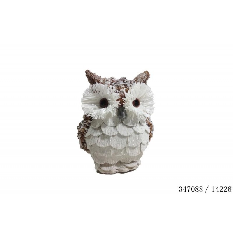 HIBOU EN POMMES DE PIN H.18CM