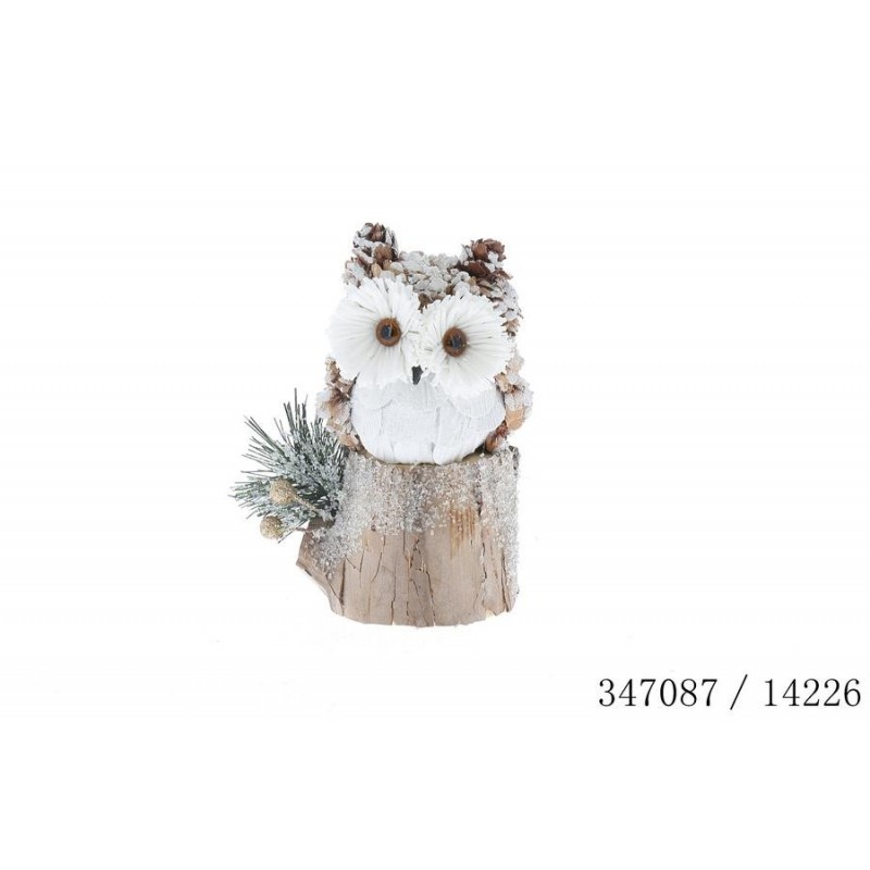 HIBOU SUR TRONC RONDIN H.15CM