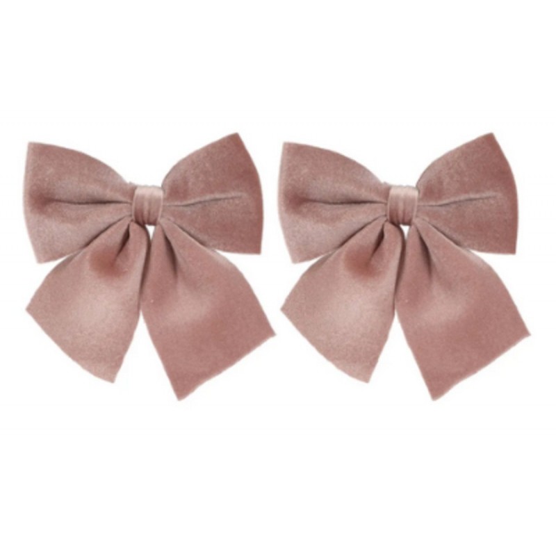 NOEUD VELOURS X2PCS VIEUX ROSE