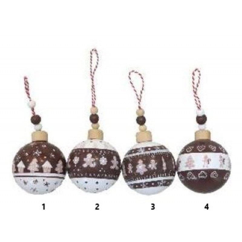 BOULE DE NOEL EN BOIS DECOREE