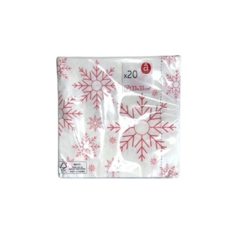 SERVIETTE PAPIER FLOCON ROUGE