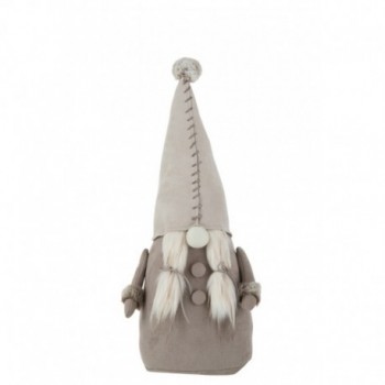 GNOME DEBOUT EN TEXTILE TAUPE