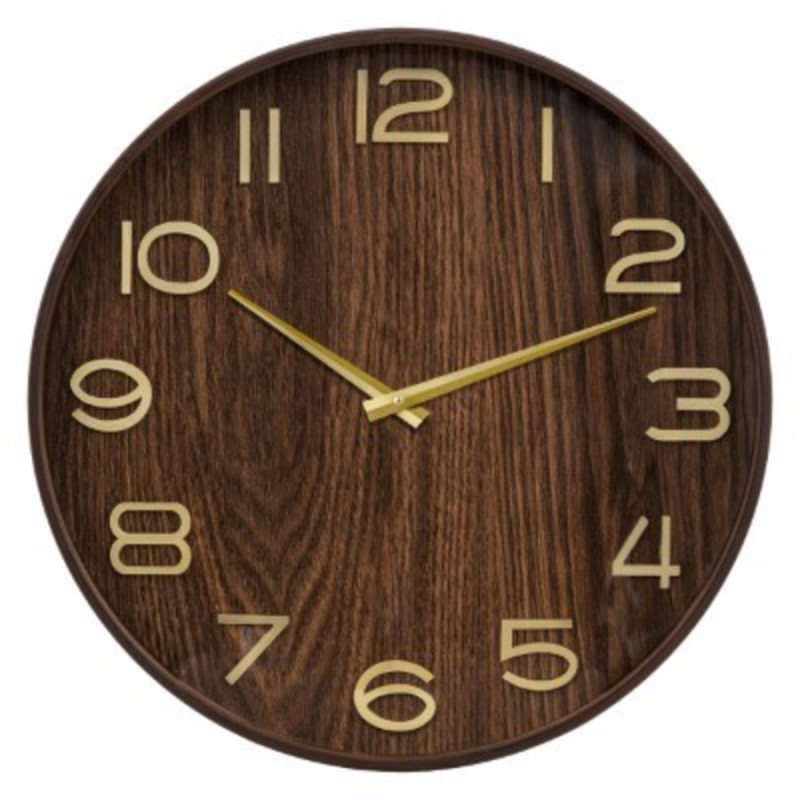 HORLOGE EN BOIS MARRON D55CM