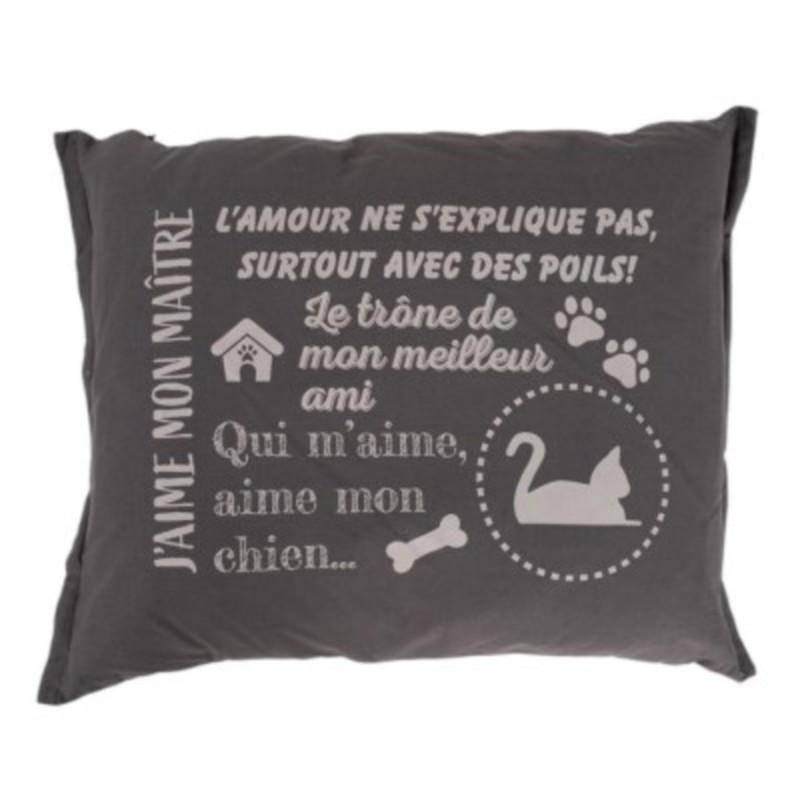 COUSSINS ANIMAUX TEXTE 90X70CM