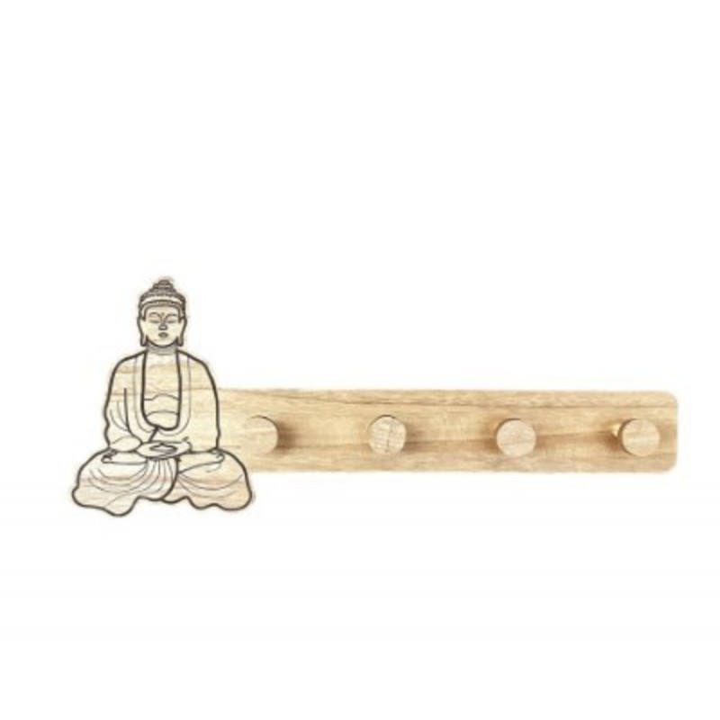 PORTE MANTEAU BOUDDHA EN BOIS