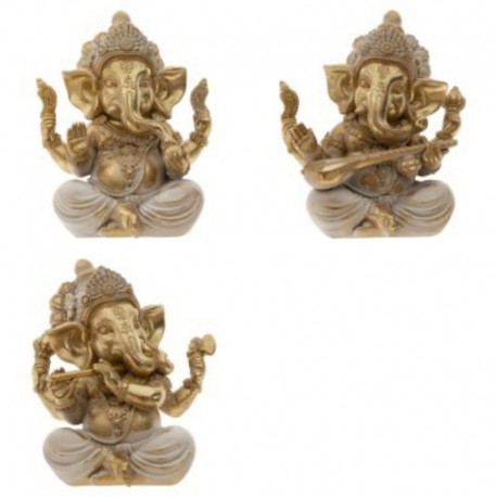 STATUE GANESH EN RESINE DORE