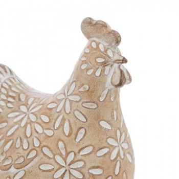 POULE EN RESINE MOTIFS FLEURIS