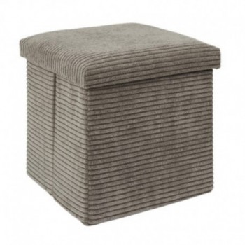 Pouf-coffre pliable taupe en velours côtelé, pratique pour organiser et ranger des espaces de vie