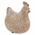 POULE EN RESINE MOTIFS FLEURIS