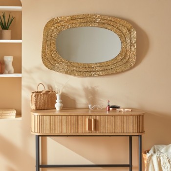 MIROIR MURAL EN METAL DORE