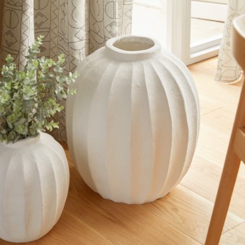 VASE BOULE EN CERAMIQUE BLANC