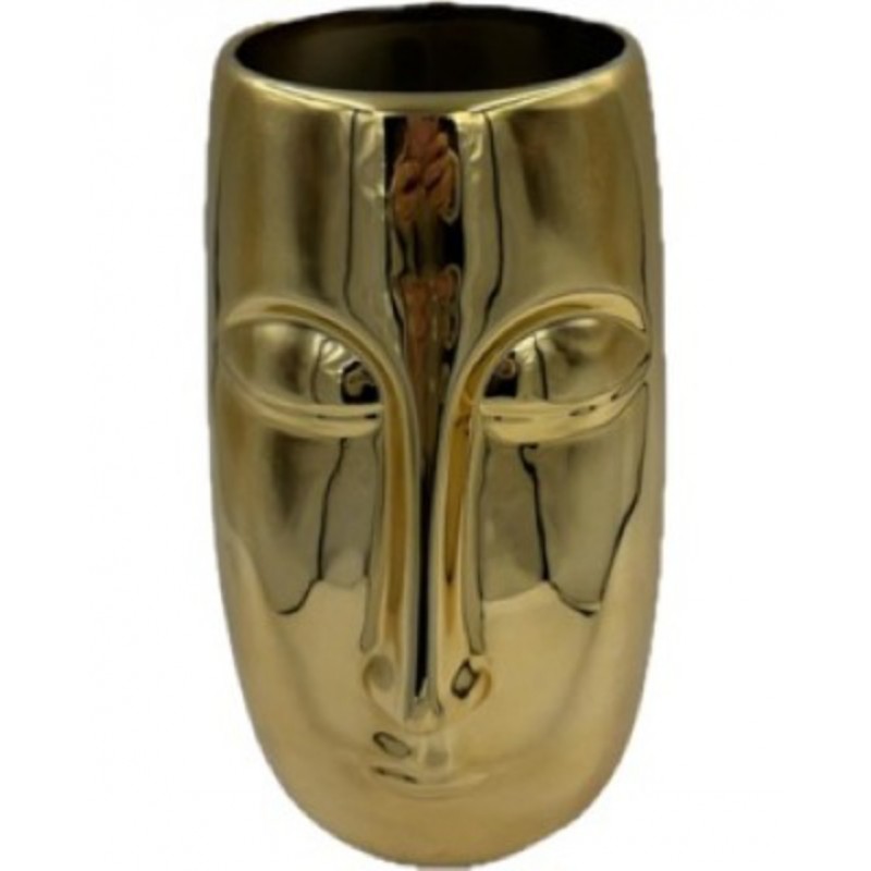 VASE VISAGE DORE EN CERAMIQUE