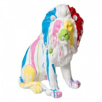 STATUE LION EN RESINE BLANC