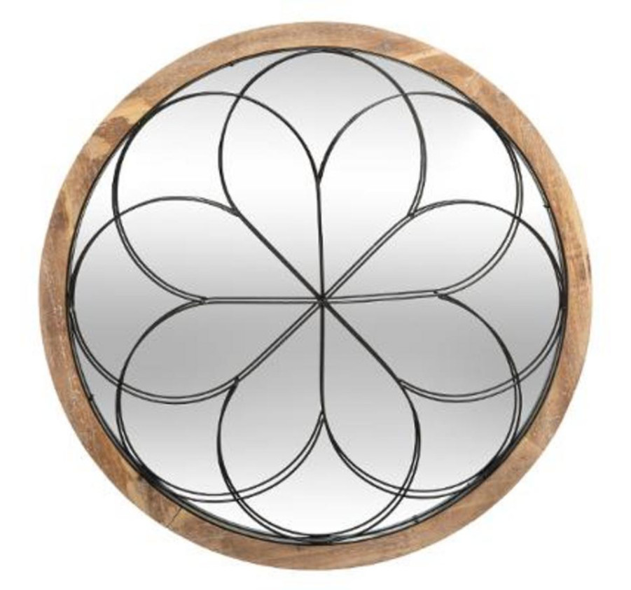 MIROIR CONTOUR BOIS ROSACE
