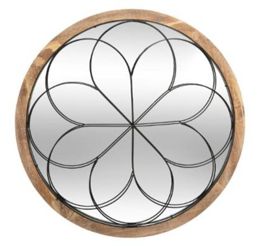 MIROIR CONTOUR BOIS ROSACE︱Lory