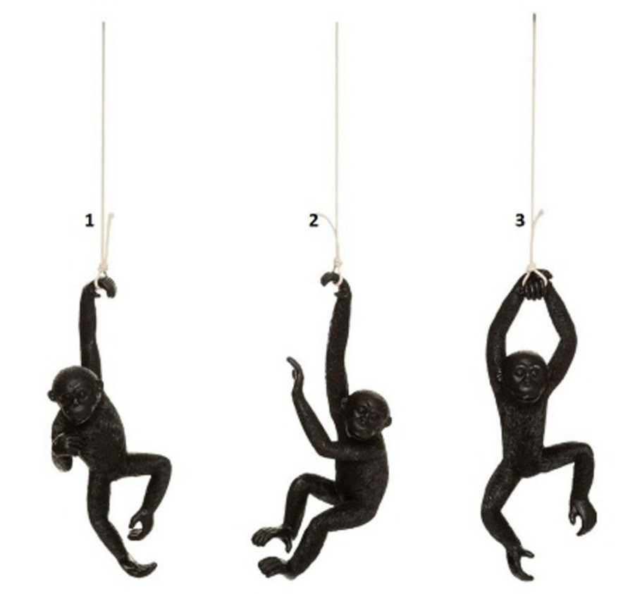SINGE SUSPENDU EN RESINE NOIR