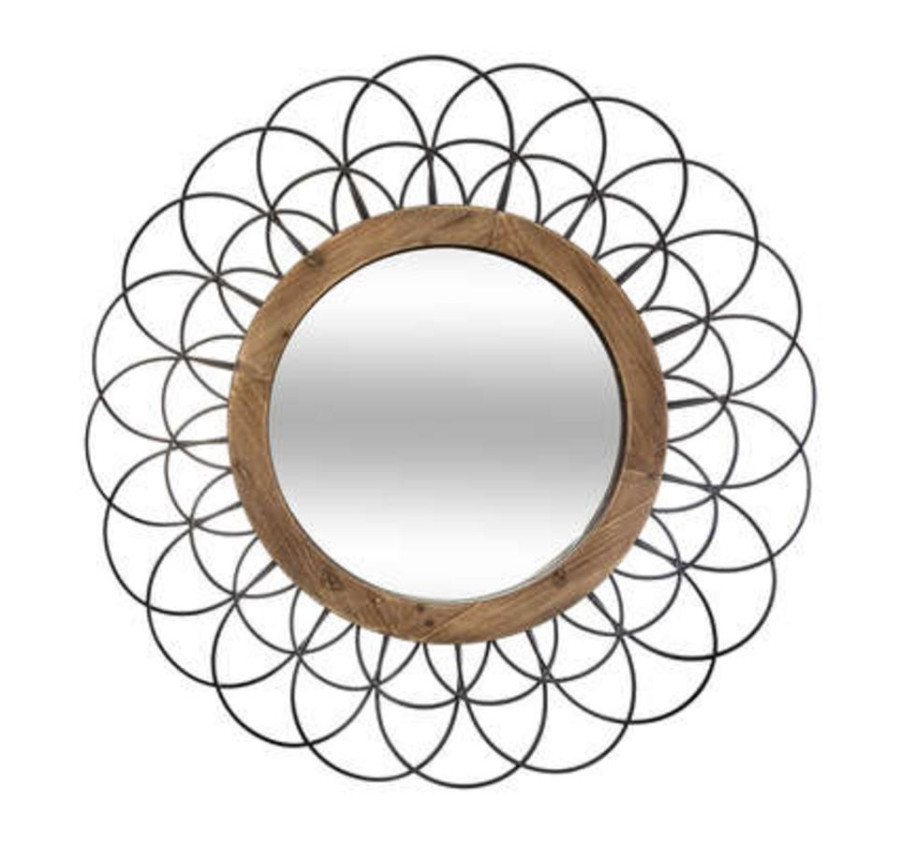 MIROIR METAL/BOIS FLEUR