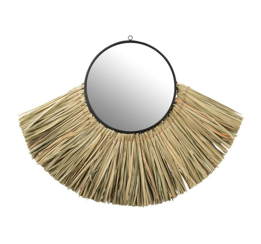 MIROIR FEUILLE EN METAL NOIR