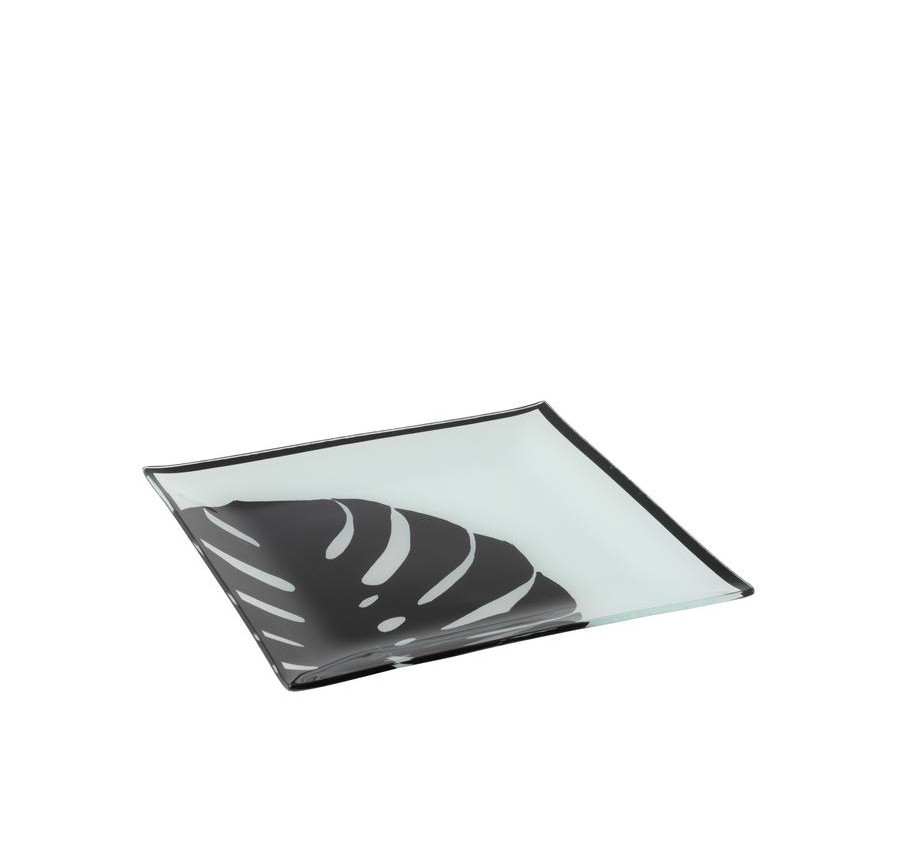 ASSIETTE FEUILLE CARREE NOIRE