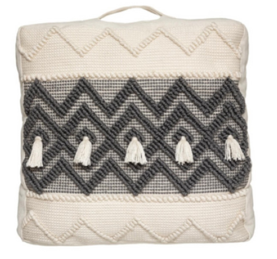 COUSSIN DE SOL TRICOT GRIS ET