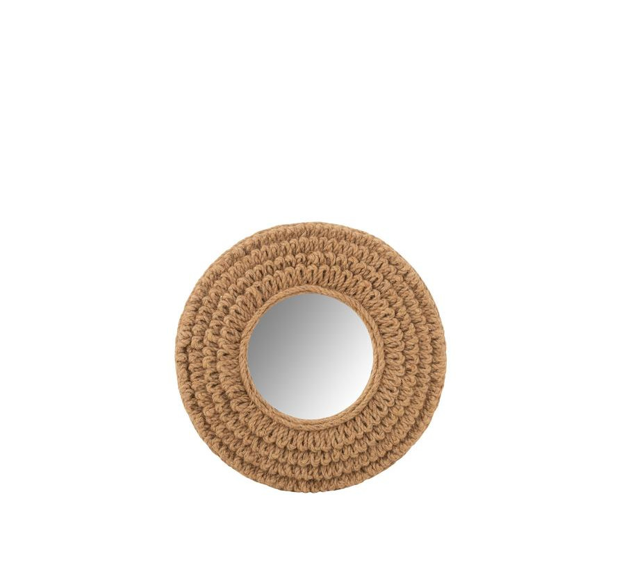 MIROIR ROND TISSE EN JUTE NAT