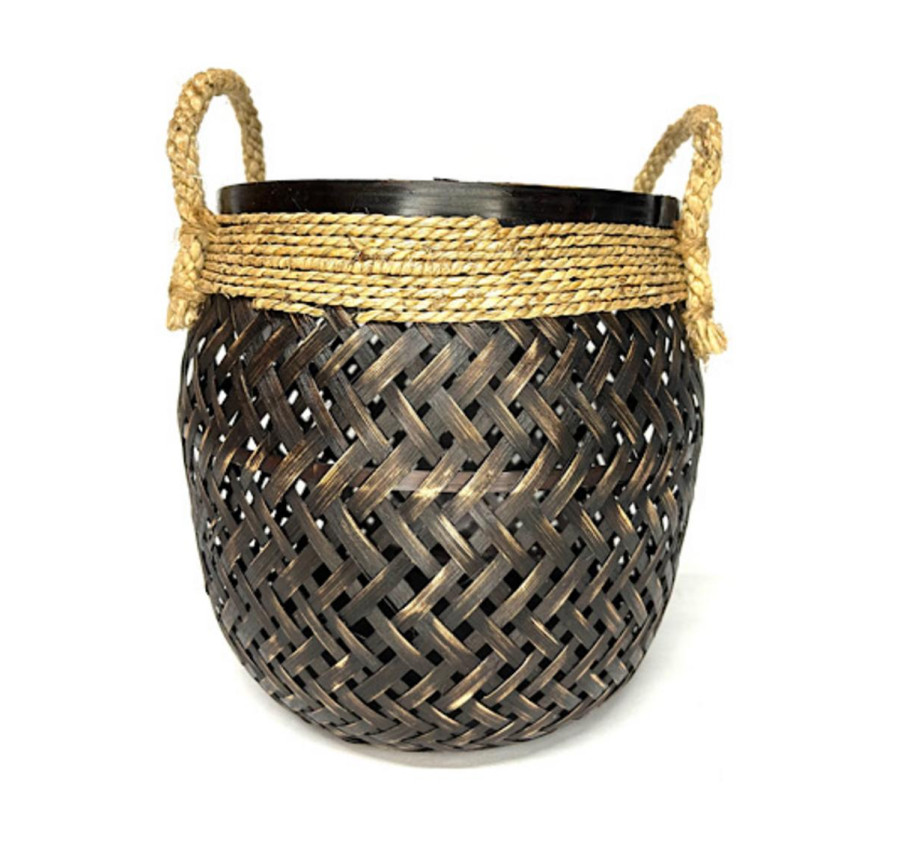 PANIER ROND BAMBOU COLORIS