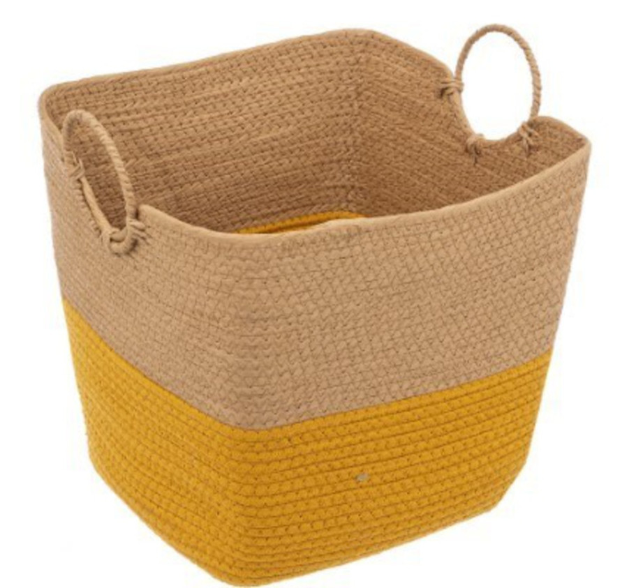PANIER CARRE OCRE ET NATUREL