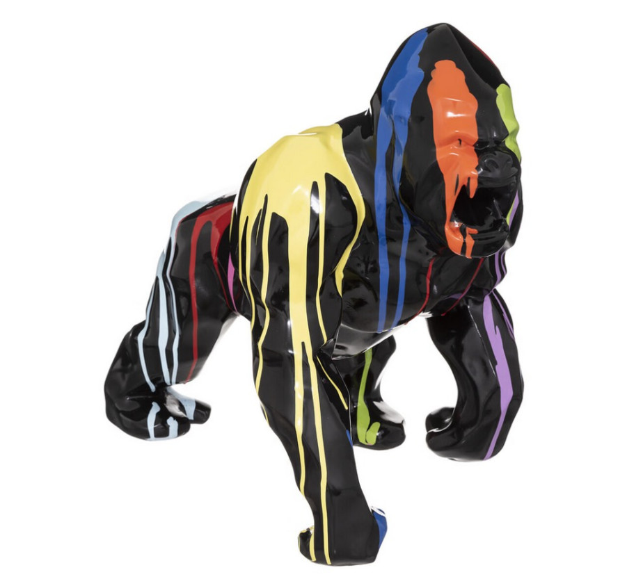 STATUE GORILLE EN RESINE NOIR