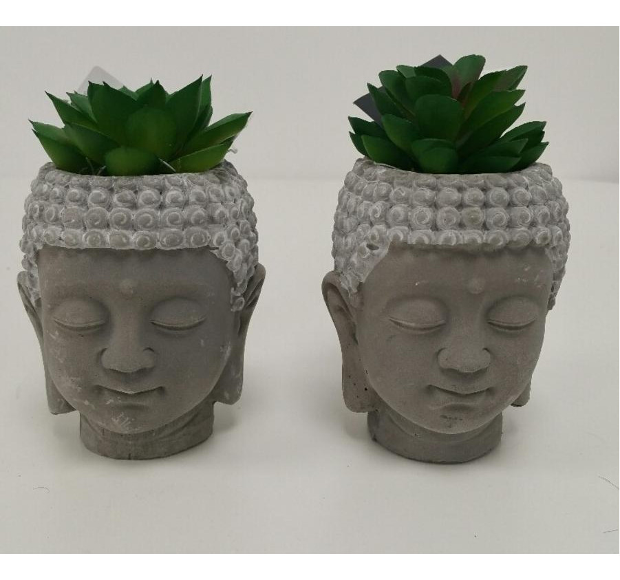 POT TETE DE BOUDDHA EN CIMENT
