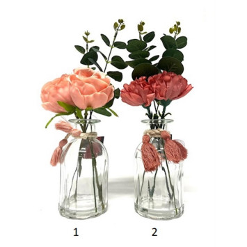 VASE EN VERRE AVEC FLEURS︱Lory