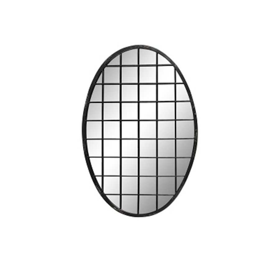 MIROIR OVALE GRILLAGE NOIR