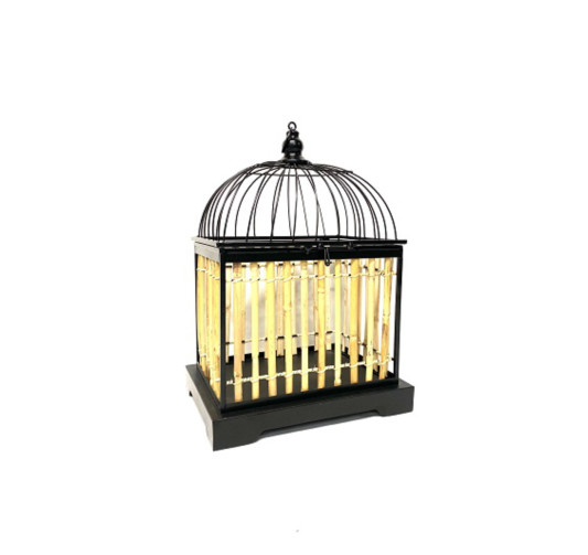 CAGE METAL NOIR ET ROTIN︱Lory