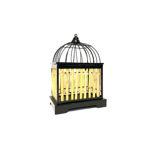 CAGE NOIR METAL ET ROTIN︱Lory