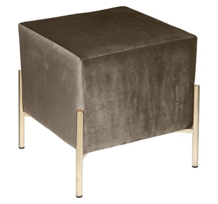 POUF EN VELOURS KAKI