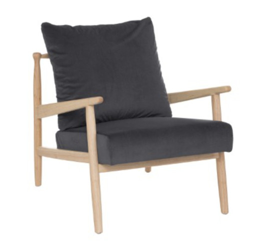 FAUTEUIL VELOURS GRIS︱Lory